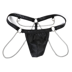 Men’s Faux Leather Chain Thong - pridevoyageshop.com - gay men’s thongs, boxers, briefs and jockstraps