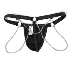 Men’s Faux Leather Chain Thong - pridevoyageshop.com - gay men’s thongs, boxers, briefs and jockstraps