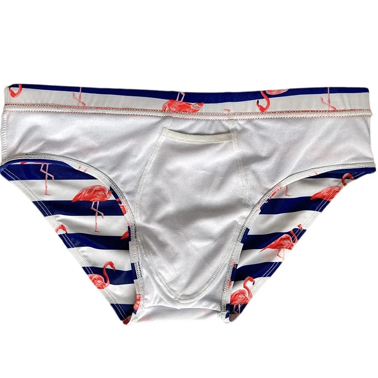 Men’s Flamingo Fling Swim Briefs - pridevoyageshop.com - gay men’s sexy swim briefs, trunks, board shorts, and bikinis