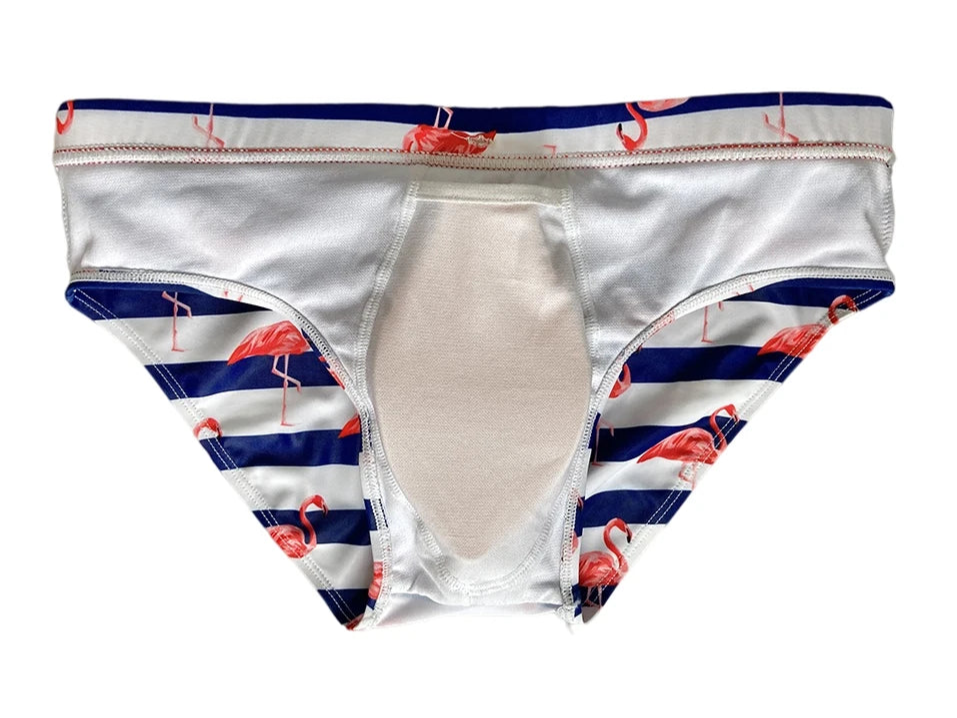 Men’s Flamingo Fling Swim Briefs - pridevoyageshop.com - gay men’s sexy swim briefs, trunks, board shorts, and bikinis