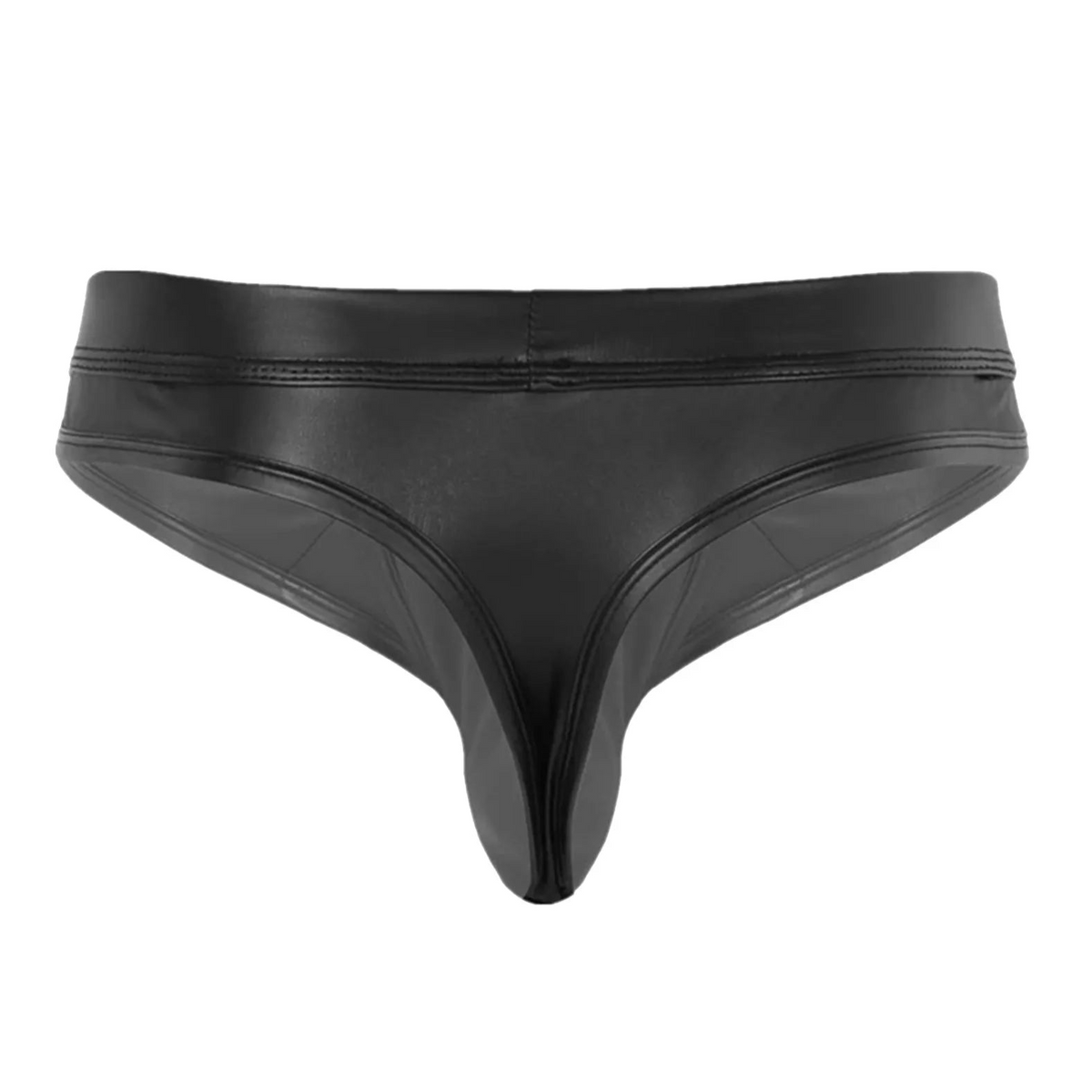 Men's Forbidden Peek Open Pouch PU Leather Thong - pridevoyageshop.com - gay men’s thongs, boxers, briefs and jockstraps