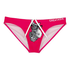 Men’s Pink Nerdy Zebra Swim Briefs - pridevoyageshop.com - gay men’s sexy swim briefs, trunks, board shorts, and bikinis