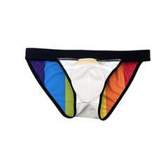 Men’s Pride Rainbow Stripes Swim Briefs with Pad - pridevoyageshop.com - gay men’s sexy swim briefs, trunks, board shorts, and bikinis