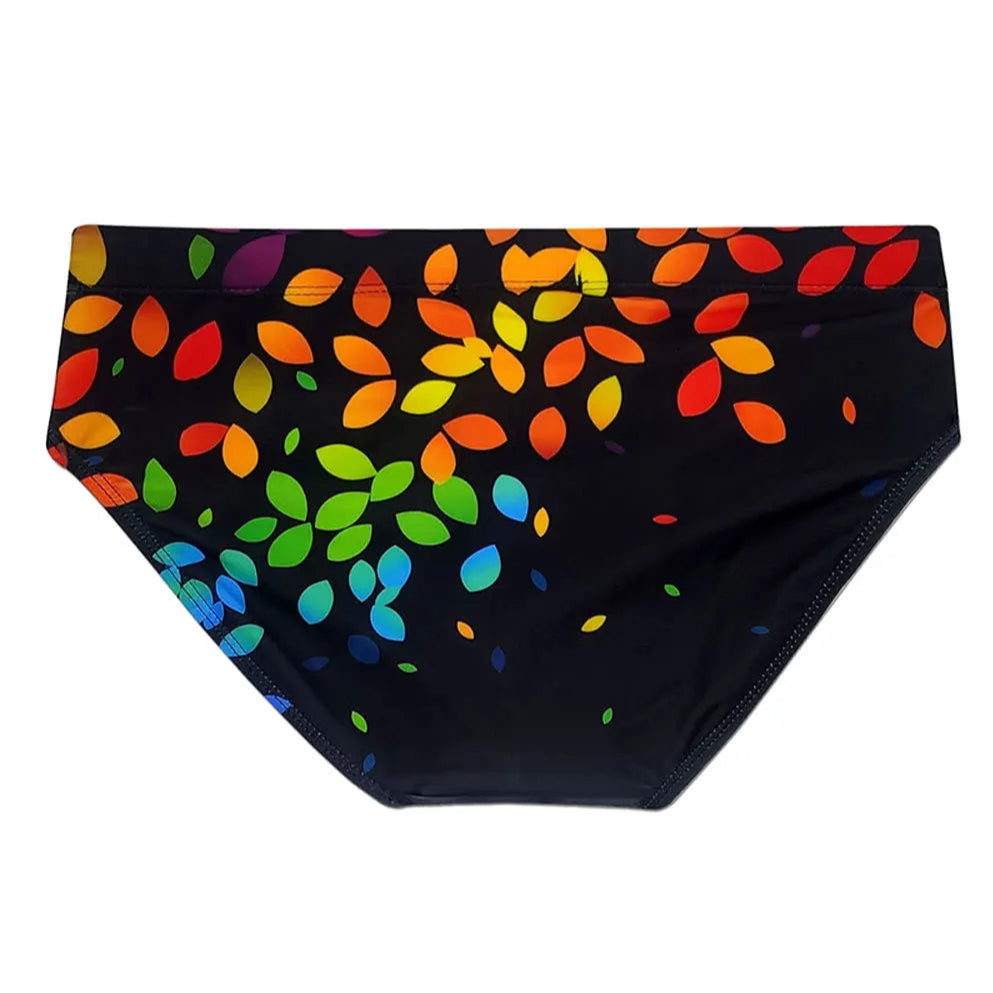 Men’s Rainbow Leafs Swim Briefs - pridevoyageshop.com - gay men’s sexy swim briefs, trunks, board shorts, and bikinis