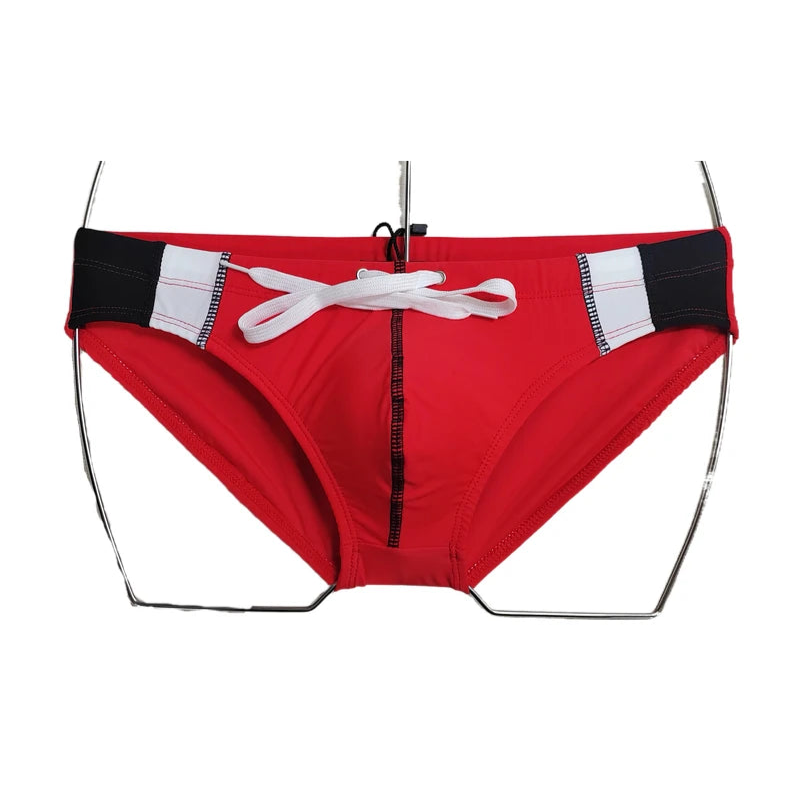Men’s Red Rocket Pouch Swim Briefs - pridevoyageshop.com - gay men’s sexy swim briefs, trunks, board shorts, and bikinis