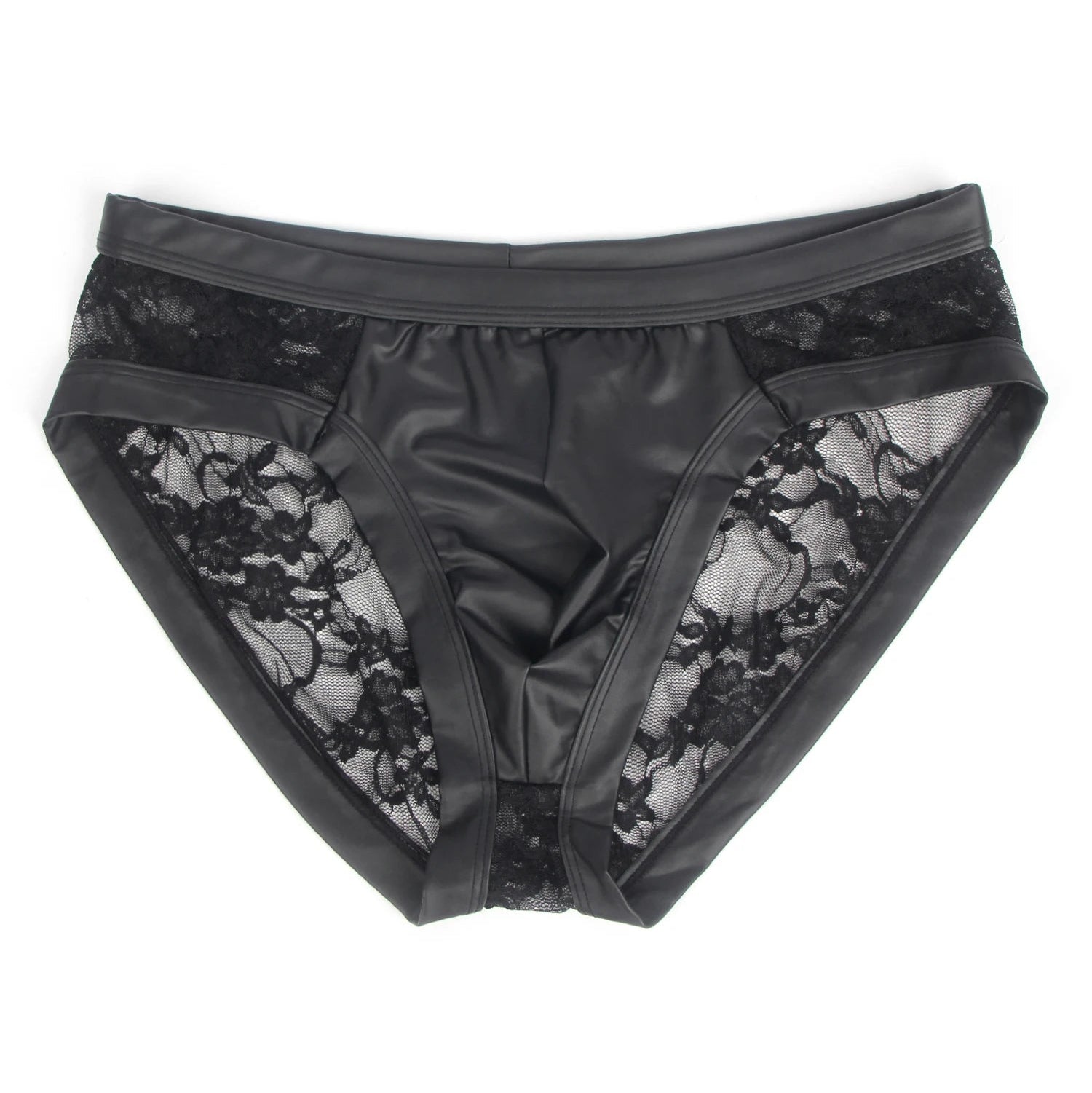 Men’s ShadowPlay Lace and PU Leather Briefs - pridevoyageshop.com - gay men’s thongs, boxers, briefs and jockstraps