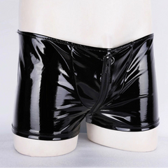 Men’s Zip-Front Glossy Backless Boxer Shorts - pridevoyageshop.com - gay men’s thongs, boxers, briefs and jockstraps
