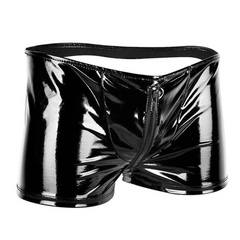 Men’s Zip-Front Glossy Backless Boxer Shorts - pridevoyageshop.com - gay men’s thongs, boxers, briefs and jockstraps