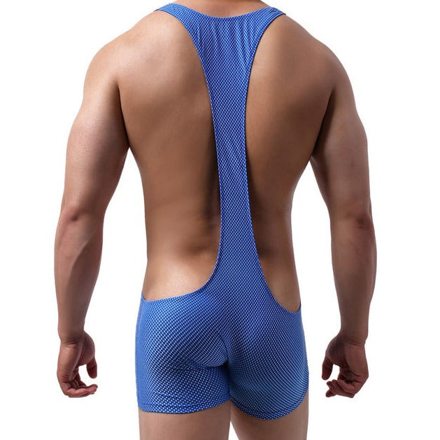 sexy gay man in blue Gay Singlet and Bodysuit | Men's Workout Gym Singlets - Men's Singlets, Bodysuits, Rompers & Jumpsuits - pridevoyageshop.com