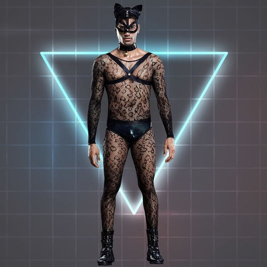 a hot gay man in Erotic Mesh Cat Gay Costume | Gay Party Outfits & Club Wear - pridevoyageshop.com - gay costumes, men role play outfits, gay party costumes and gay rave outfits