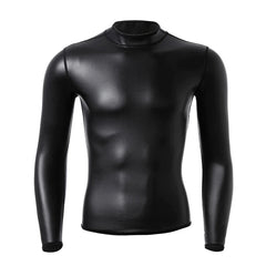 Mock Neck Black Blacksmith Armor Wetlook Long Sleeve - pridevoyageshop.com - gay men's fashion, clubwear, party outfit