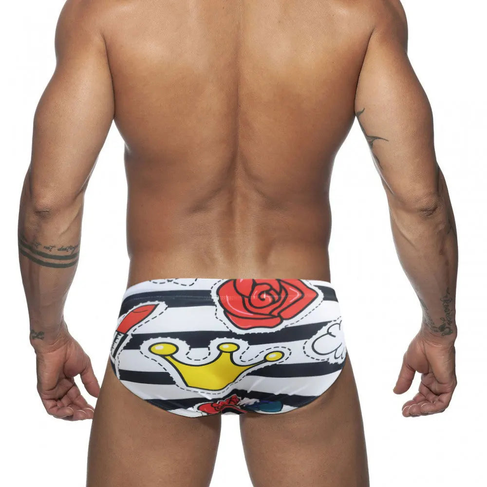 a hot gay man in Rose and Lips Swim Briefs - pridevoyageshop.com - gay men’s underwear and swimwear