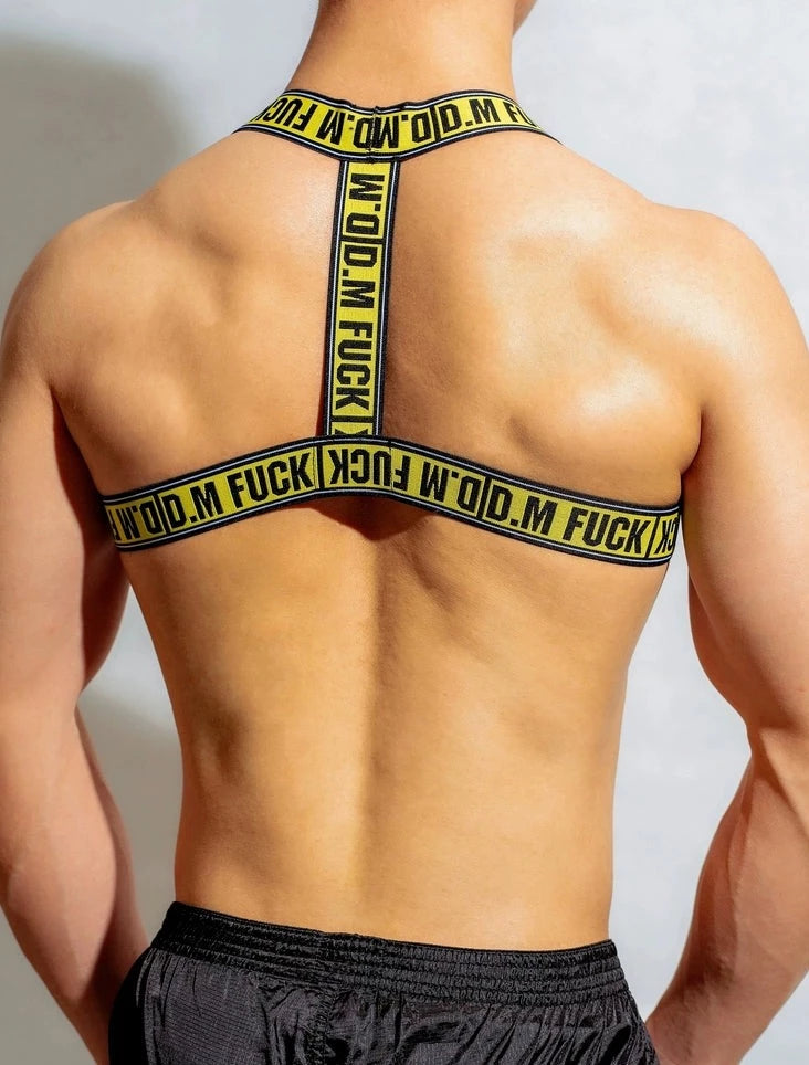 sexy gay man in yellow DM F*CK Gay Men Chest Harness | Gay Harness- pridevoyageshop.com - gay men’s harness, lingerie and fetish wear