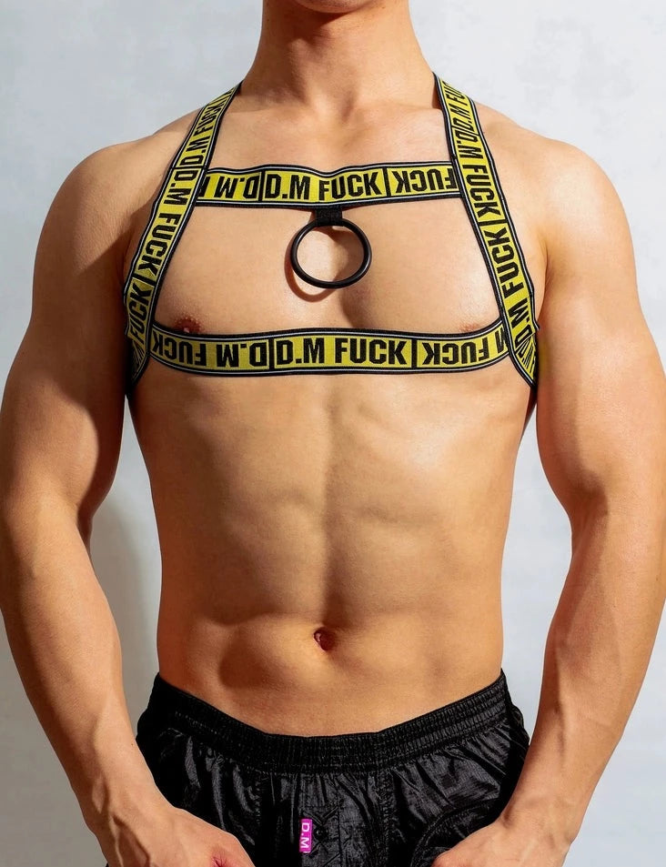 sexy gay man in yellow DM F*CK Gay Men Chest Harness | Gay Harness- pridevoyageshop.com - gay men’s harness, lingerie and fetish wear