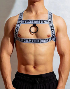 sexy gay man in white white DM F*CK Gay Men Chest Harness | Gay Harness- pridevoyageshop.com - gay men’s harness, lingerie and fetish wear