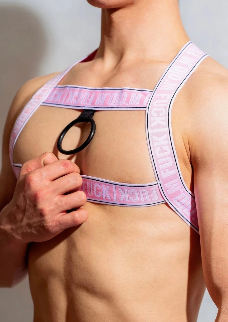 sexy gay man in pink DM F*CK Gay Men Chest Harness | Gay Harness- pridevoyageshop.com - gay men’s harness, lingerie and fetish wear