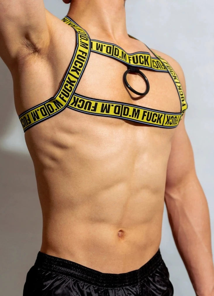 sexy gay man in yellow DM F*CK Gay Men Chest Harness | Gay Harness- pridevoyageshop.com - gay men’s harness, lingerie and fetish wear