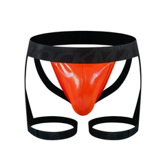 Orange Men’s Metallic Thigh-Strap Jockstrap - pridevoyageshop.com - gay men’s thongs, boxers, briefs and jockstraps