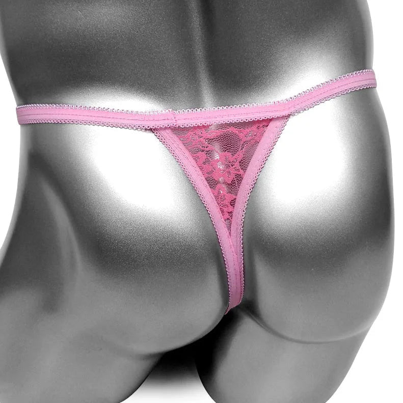 Pink Men’s Bow Lace Panties - pridevoyageshop.com - gay men’s thongs, boxers, briefs and jockstraps