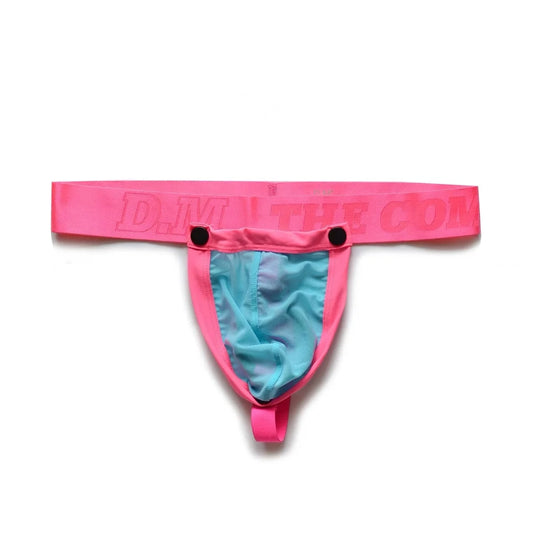 Pink Men’s D.M. Detachable Pouch Cock Ring Mesh Thong - pridevoyageshop.com - gay men’s thongs, boxers, briefs and jockstraps