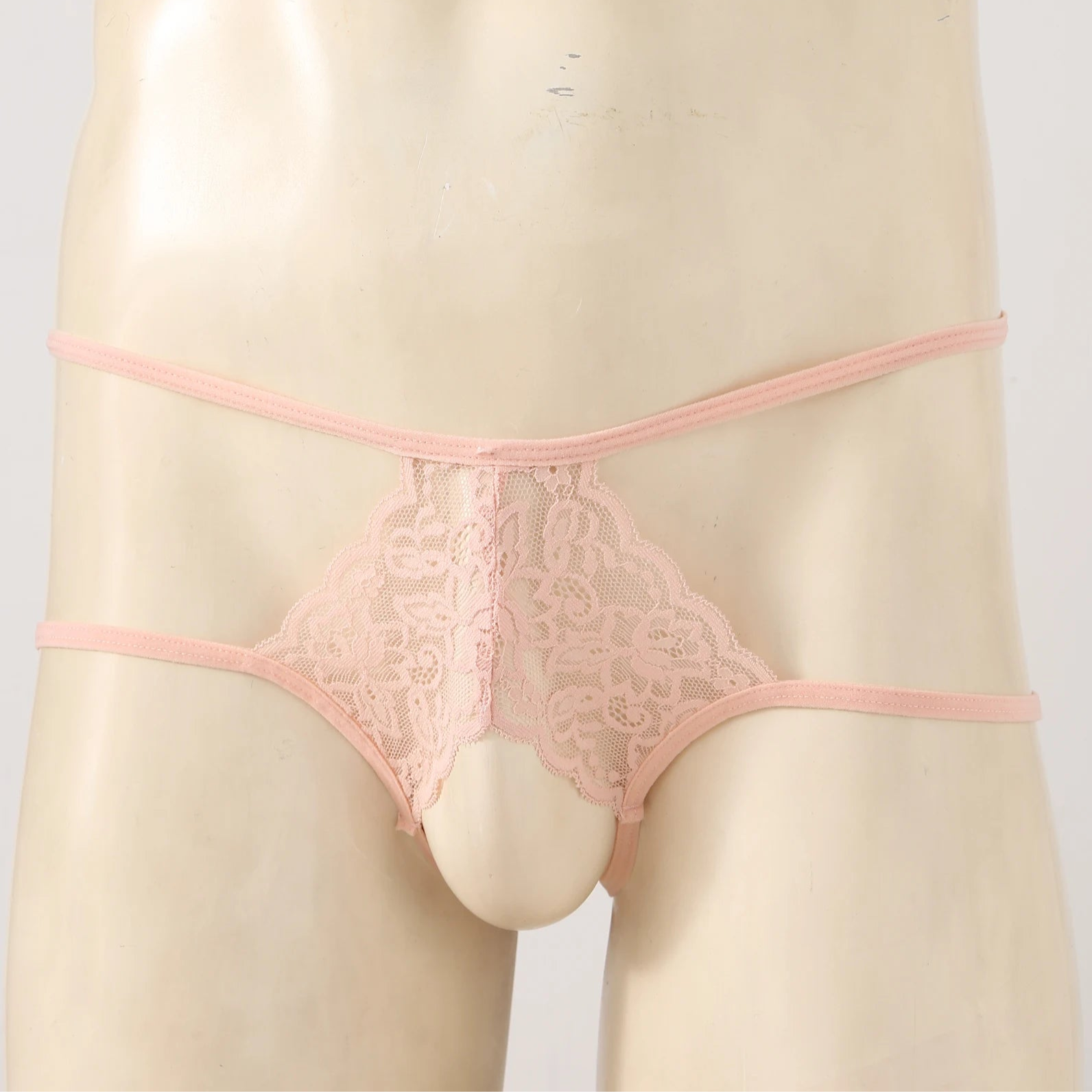 Pink Men’s Double-Strap Peek Hole Laces Jockstrap - pridevoyageshop.com - gay men’s thongs, boxers, briefs and jockstraps