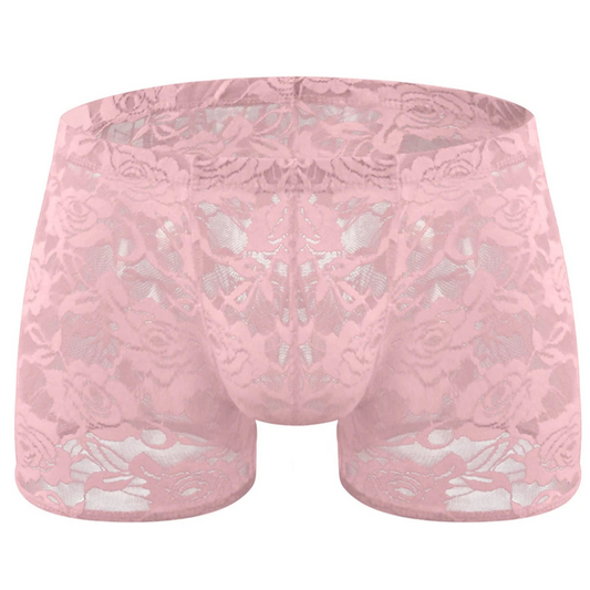 Pink Men’s Floral Fetish Lace Boxers - pridevoyageshop.com - gay men’s thongs, boxers, briefs and jockstraps