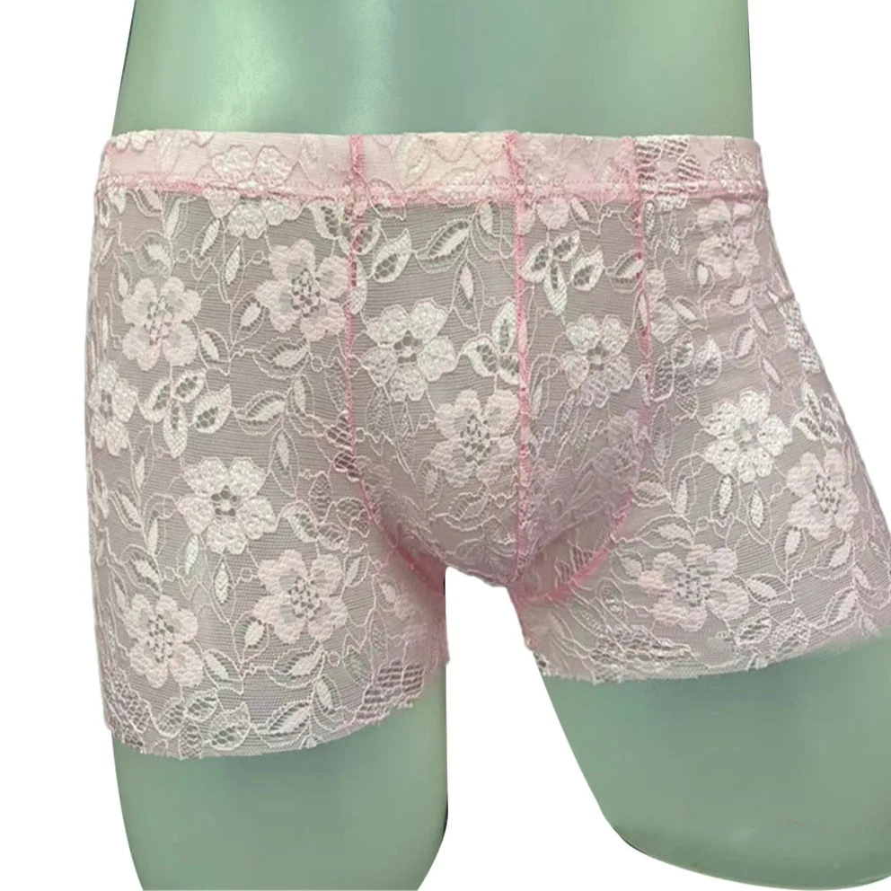 Pink Men’s Lace Lover Boxer - pridevoyageshop.com - gay men’s thongs, boxers, briefs and jockstraps
