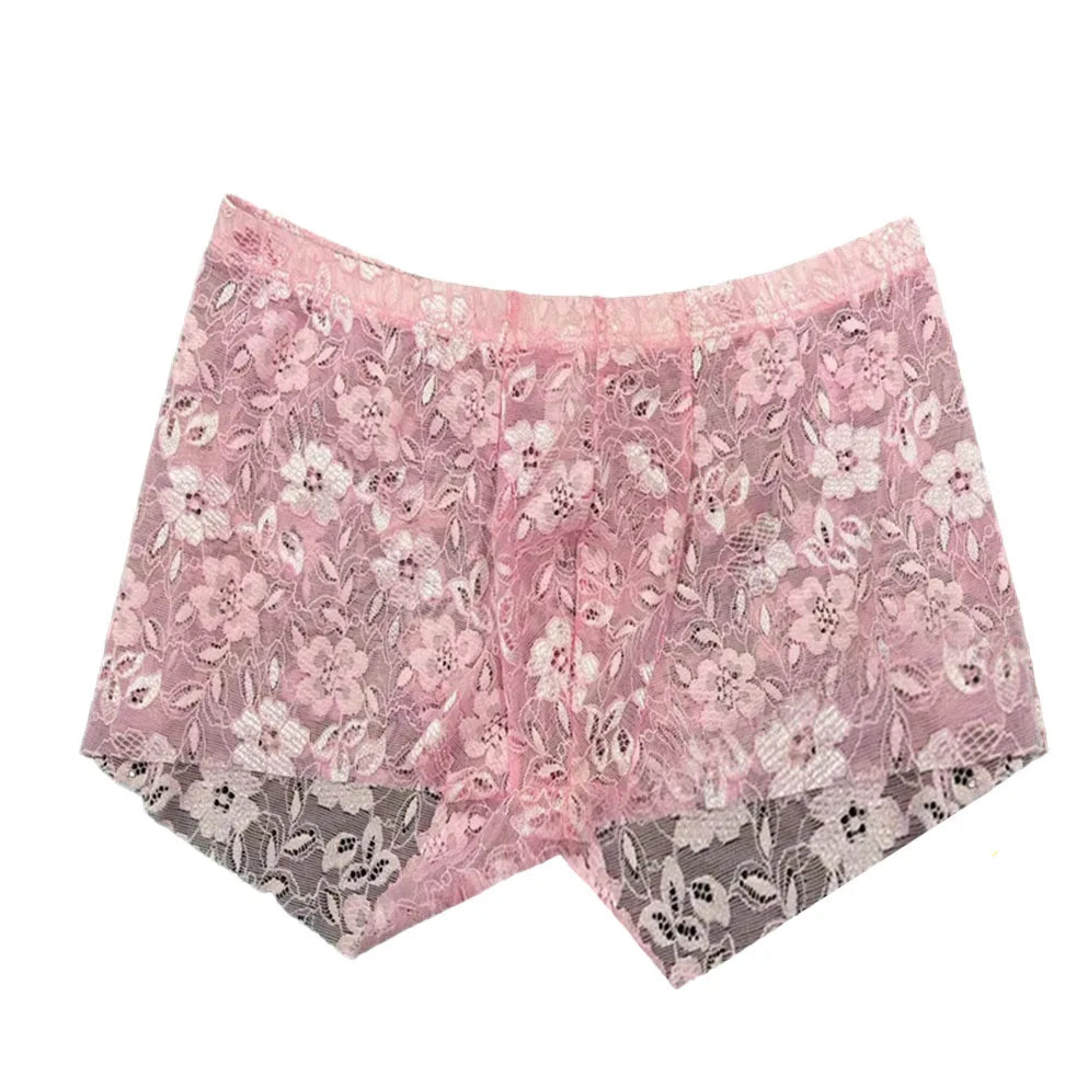 Pink Men’s Lace Lover Boxer - pridevoyageshop.com - gay men’s thongs, boxers, briefs and jockstraps