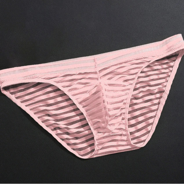 Pink Men’s Striped Skin-Tease Briefs - pridevoyageshop.com - gay men’s thongs, boxers, briefs and jockstraps