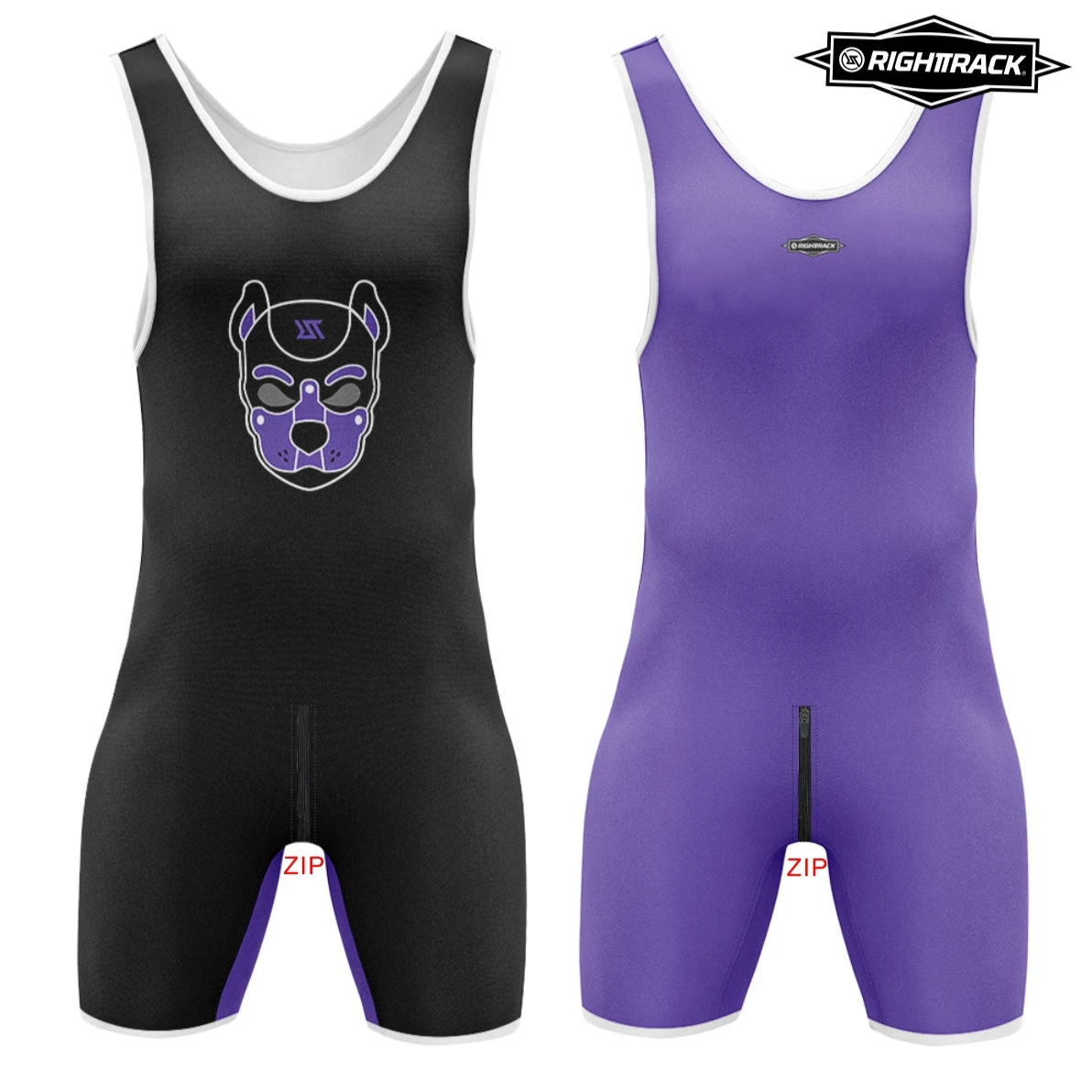 Purple Alpha Puppy Zipper Wrestling Singlet from Pridevoyageshop