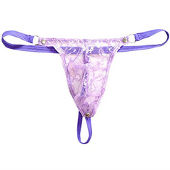 Purple Men’s Lace Lockdown Snap Thong - pridevoyageshop.com - gay men’s thongs, boxers, briefs and jockstraps