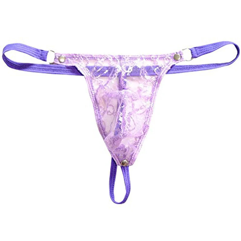 Purple Men’s Lace Lockdown Snap Thong - pridevoyageshop.com - gay men’s thongs, boxers, briefs and jockstraps