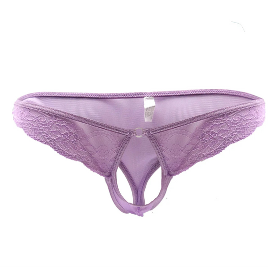 Purple Men’s Lace Rendezvous Peephole Panties - pridevoyageshop.com - gay men’s thongs, boxers, briefs and jockstraps