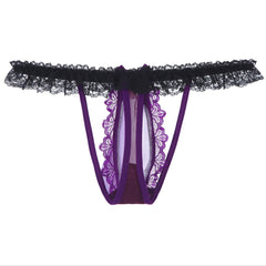 Purple Men’s Sissy Bow Lace Ruffle Thong - pridevoyageshop.com - gay men’s thongs, boxers, briefs and jockstraps