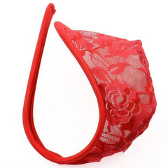 Red Men’s Cheeky Lace C-String - pridevoyageshop.com - gay men’s thongs, boxers, briefs and jockstraps