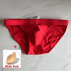 Red Men’s Clean Slate Swim Briefs with pad - pridevoyageshop.com - gay men’s sexy swim briefs, trunks, board shorts, and bikinis