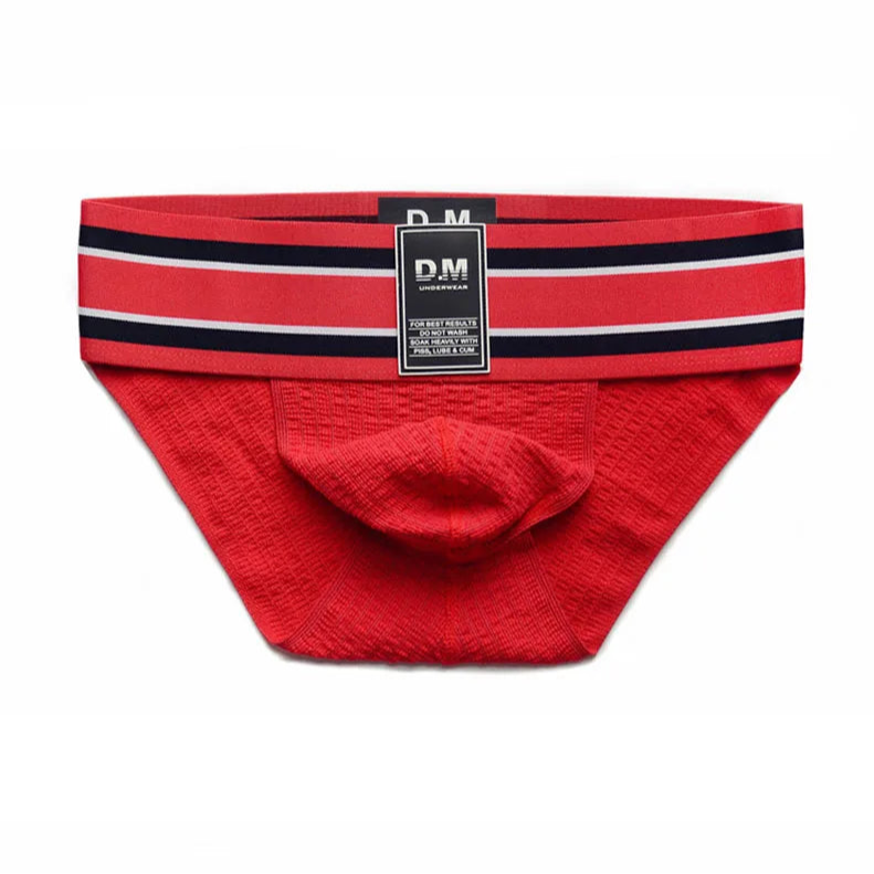 Red Men’s D.M. Label Stripe Jock Briefs - pridevoyageshop.com - gay men’s thongs, boxers, briefs and jockstraps