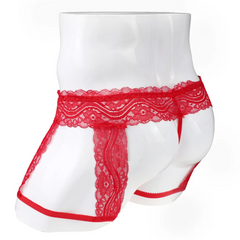 Red purple Men’s Kinked Up Floral Lace Boxers - pridevoyageshop.com - gay men’s thongs, boxers, briefs and jockstraps