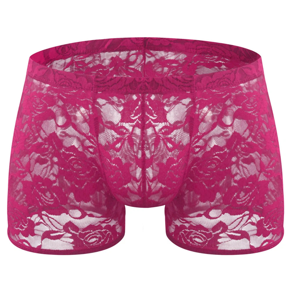 Rose red Men’s Floral Fetish Lace Boxers - pridevoyageshop.com - gay men’s thongs, boxers, briefs and jockstraps