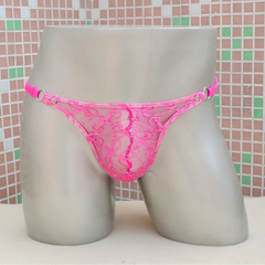 Rose red Men’s Lace Lockdown Snap Thong - pridevoyageshop.com - gay men’s thongs, boxers, briefs and jockstraps