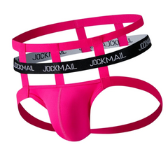 Rose red Men’s Multi-Strap Cage Bare Thongs - pridevoyageshop.com - gay men’s thongs, boxers, briefs and jockstraps