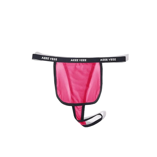 Rose red Men’s Reversible Cock-Ring Transparent Curtain T-Thong - pridevoyageshop.com - gay men’s thongs, boxers, briefs and jockstraps