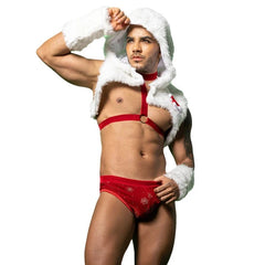 a hot man in Spicy Santa Christmas set - pridevoyageshop.com - gay costumes, men role play outfits, gay party costumes and gay rave outfits