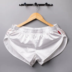 white Booty Call Lounge High-Slit Shorts - pridevoyageshop.com - gay pajamas, gay loungewear, gay sleepwear