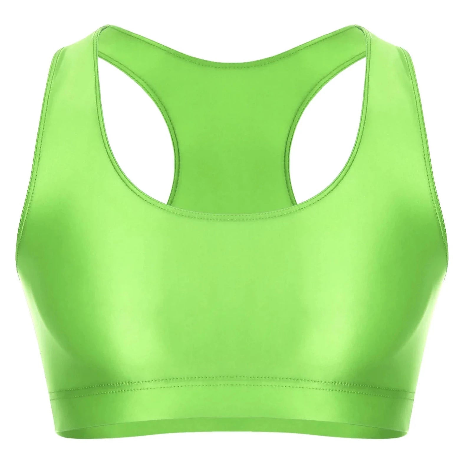 Fluorescent Green Men's Glossy Sports Crop Top | Gay Crop Tops & Sports Wear - pridevoyageshop.com - gay crop tops, gay casual clothes and gay clothes store