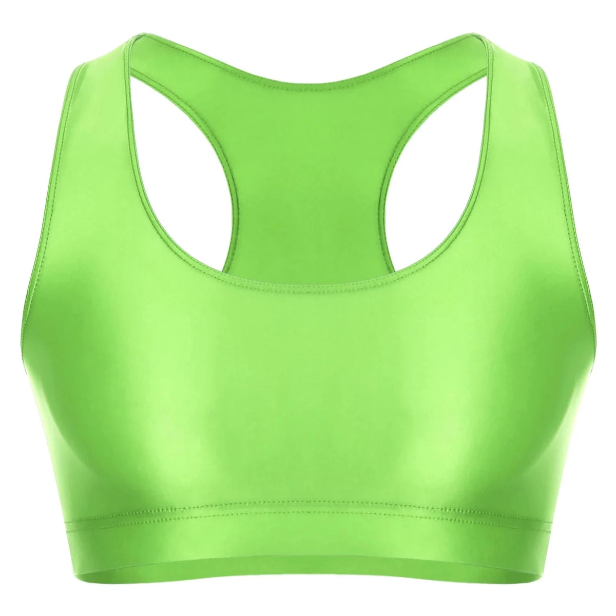 Fluorescent Green Men's Glossy Sports Crop Top | Gay Crop Tops & Sports Wear - pridevoyageshop.com - gay crop tops, gay casual clothes and gay clothes store