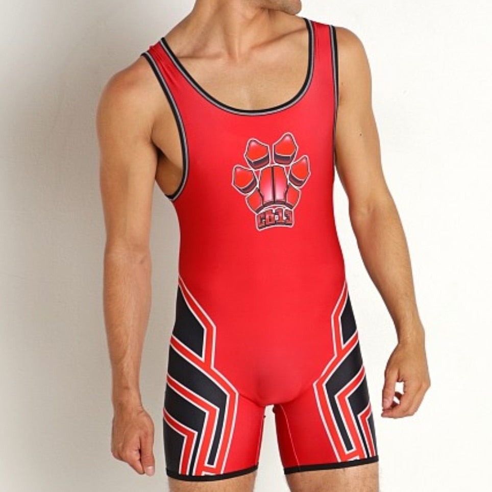 sexy gay man in red Gay Singlet | Gay Men's "Paws" Puppy Play Singlets with Zipper - Men's Singlets, Bodysuits, Rompers & Jumpsuits - pridevoyageshop.com