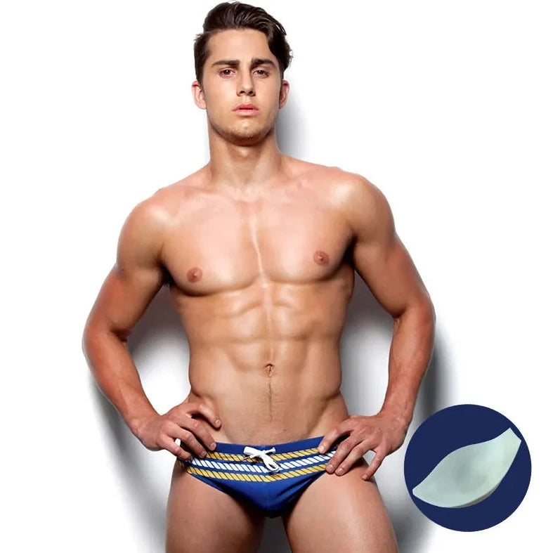 a sexy gay man in Men's Sailor Knot Bowtie Swim Briefs - pridevoyageshop.com - gay men’s underwear and swimwear