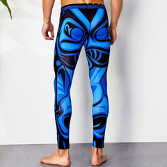 sexy gay man in ice blue Gay Leggings | Colorful Print Elemental Workout Leggings - pridevoyageshop.com - gay men’s underwear and activewear