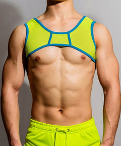 hot gay man in neon neon DM Passion Mesh Harness | Gay Harness- pridevoyageshop.com - gay men’s harness, lingerie and fetish wear